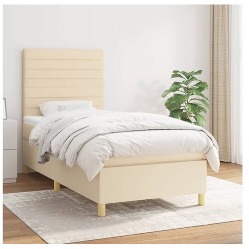  Krevet s oprugama i madracem krem 90 x 190 cm od tkanine Cijene
