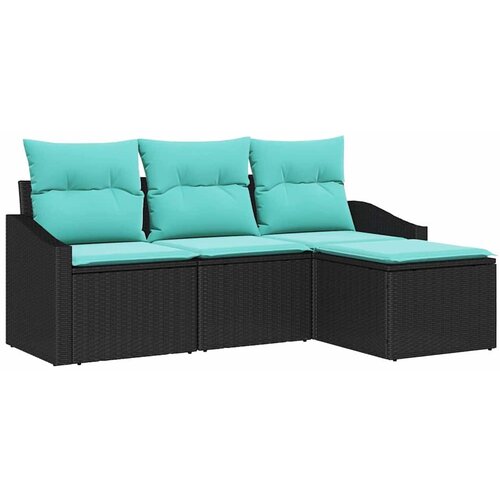 vidaXL Vrtna sedežna garnitura 4 pcs Črna Poly ratan, (5000063163) Cene