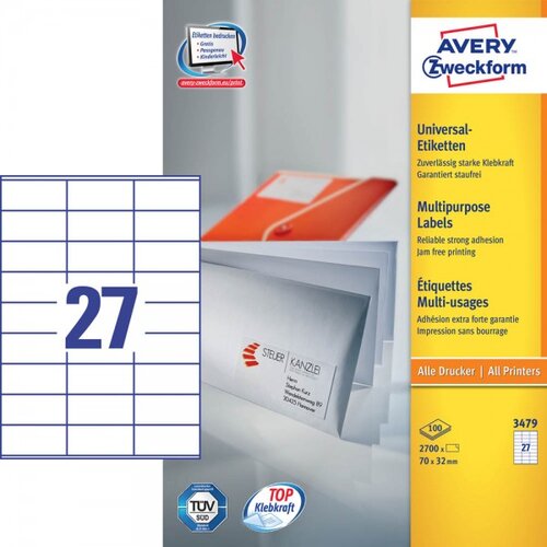 Avery Zweckform Univerzalne etikete 70 x 32 mm - 100/1 Slike