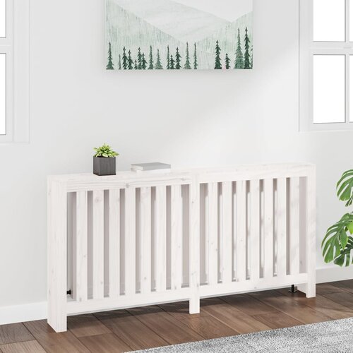 VidaXL pokrov za radijator bijeli 169x19x84 cm masivna borovina Slike