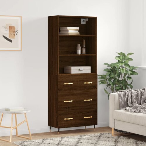 The Living Store Visoka komoda rjav hrast 69,5x34x180 cm inženirski les - Visoka Omarica, (21436096) Slike