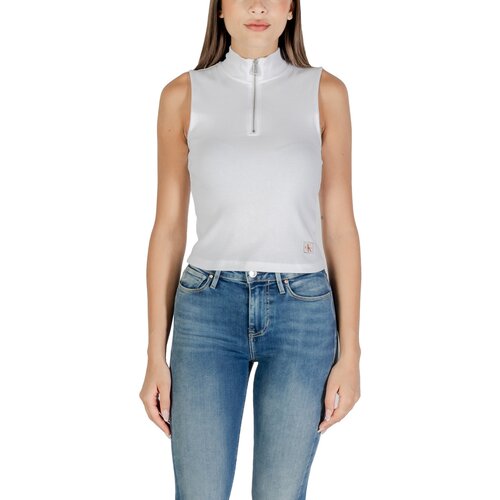 Calvin Klein Jeans Topi &amp;amp; Bluze A- WOVEN LABEL SL QZ LV047C909G Bela Slike