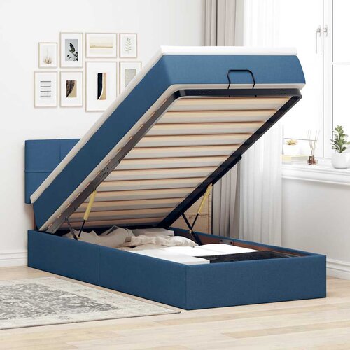  Otomanski krevet s madracem i LED plavi 90x200 cm tkanine Cene