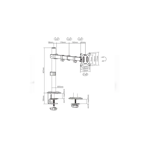  NOSAČ ZA MONITOR GEMBIRD MA-D1-01, montaža na stol, (rotate, tilt, swivel), 17”-32”, up to 9 kg