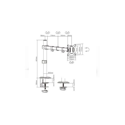  NOSAČ ZA MONITOR GEMBIRD MA-D1-01, montaža na stol, (rotate, tilt, swivel), 17&amp;rdquo;-32&amp;rdquo;, up to 9 kg Slike