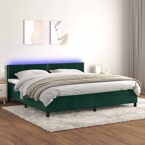  box spring s madracem LED tamnozeleni 200x200 cm bar&scaron;un Cijene