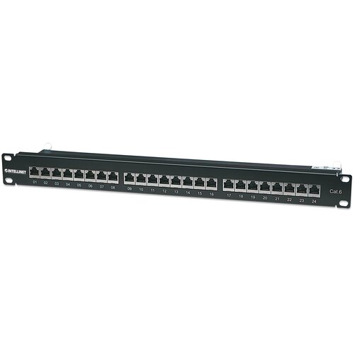 Intellinet Patch Panel, Cat6, FTP, 24-Port, 1U, Shielded, 90&deg; Top-Entry Punch-Down Blocks, Black Cijene
