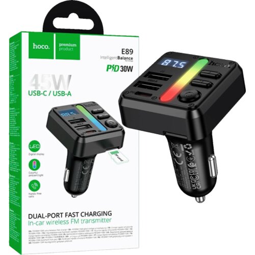 hoco. FM modulator, Bluetooth, 12V/24V, 2xUSB-A, 1xUSB-C, PD/QC &ndash; E89 Cijene