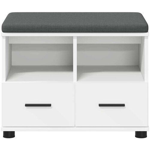  Klupa za hodnik s jastukom s ladicama Bijelo 60 x 38 x 46 cm Slike