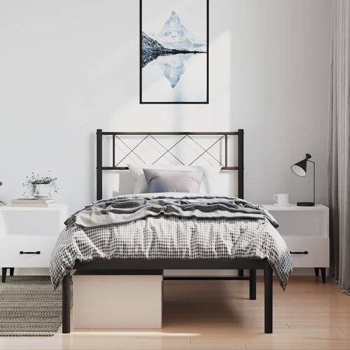  Metalni okvir za krevet s uzglavljem crni 100x190 cm Cene