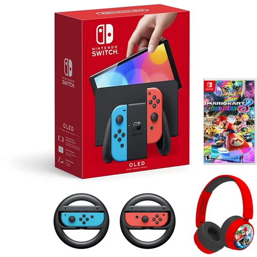 Nintendo Igralna konzola switch Oled Neon blue/Red Joy-Con+ Super Mario dodatki