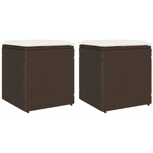  Vrtni stolci s jastucima 2 kom smeđi 40x40x43 cm poliratan Slike