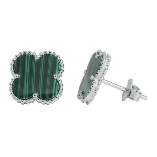 J&B Jewelry J&amp;B Jewellery 925 Srebrne minđuše na šrafić 00047-Silver green Cene