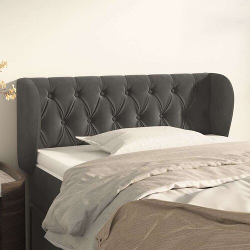  Vzglavje z u&amp;scaron;esi temno sivo 93x23x78/88 cm žamet, (20738298) Slike