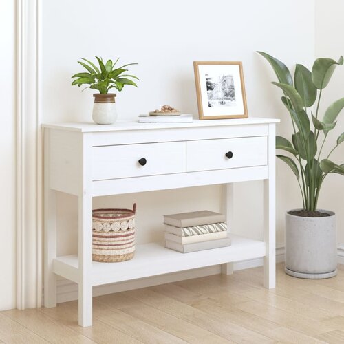The Living Store konzolna mizica bela 100&amp;times;35&amp;times;75 trdna borovina - konzolna mizica, (21837678) Slike