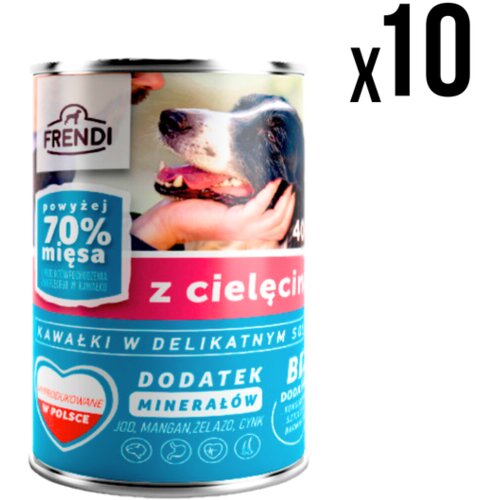 FRENDI Vlažna hrana za pse, Teletina, 400g, 10 komada Slike