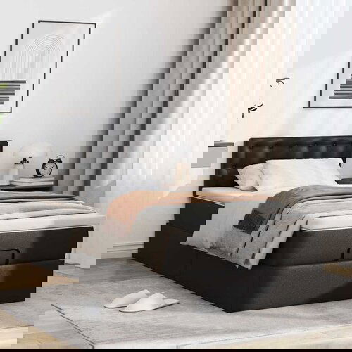 vidaXL Otomanski okvir kreveta s madracem crni 90x190 cm umjetna koža Cijene