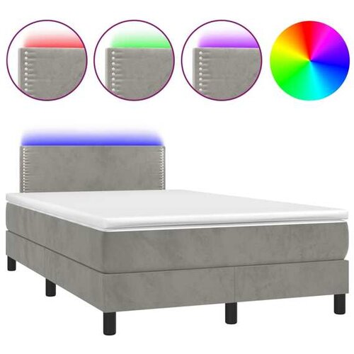  Box spring s madracem LED svjetlosivi 120x200 cm baršun Cene