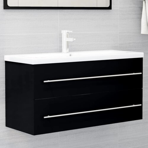 vidaXL Omarica za umivalnik črna 100x38,5x48 cm iverna plošča Cene