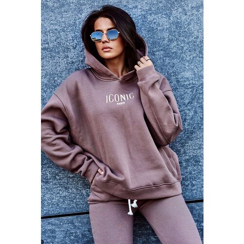Kesi Different photos - Insulated cotton set, sweatshirt with embroidery + mocha pants Cene