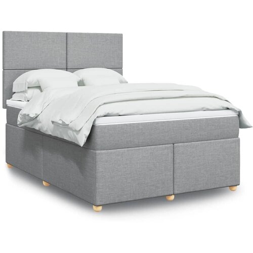 VidaXL Krevet box spring s madracem svjetlosivi 140x200 cm od tkanine Slike