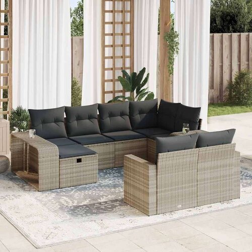 vidaXL 10-dijelni set vrtnih sofa poliratan s jastucima svijetlosivi Cijene