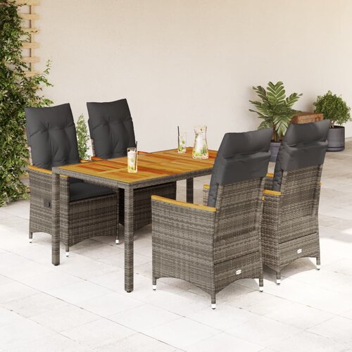 5-dijelni vrtni blagovaonski set sivi od poliratana Siva 150 x 90 x 75 cm Slike