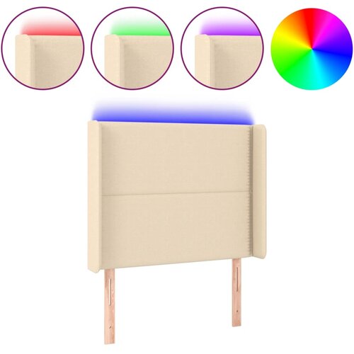 Maison Chic led posteljno vzglavje - vzglavna omarica - nočna omarica krem 83x16x118/128 cm blago, (21706521) Slike