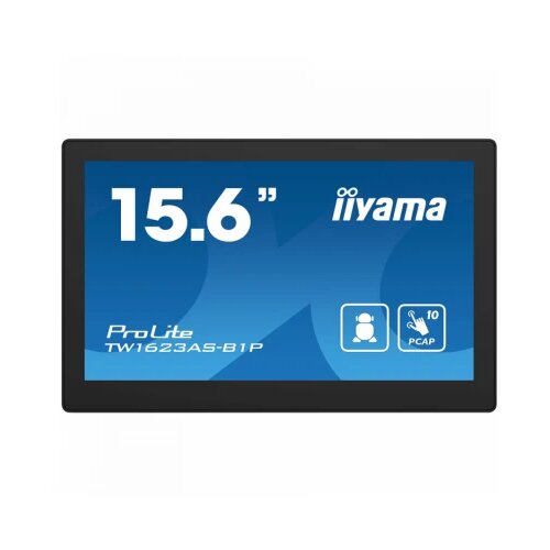 Iiyama monitor android 24/7 TW1623AS-B1P 15.6” full hd pcap 10pt touch screen with poe 1920 x 1080 16:9 450 cd/m² 30ms projective capacitive android 13 bt Slike