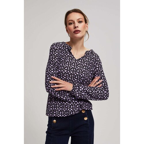 Marisse Patterned V-Neck Blouse In Lavender Slike