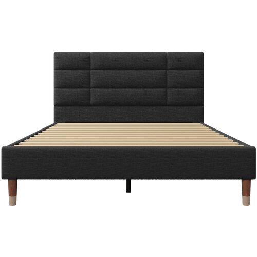 Lumor Dvoposteljna postelja 140x200 cm – oblazinjena iz lana z letveno podlago in vzglavjem – črna, (22151174) Cene