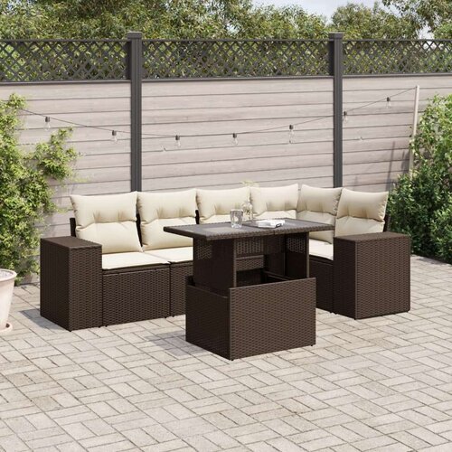 vidaXL 6-dijelni set vrtnih sofa od poliratana s jastucima smeđi Cijene