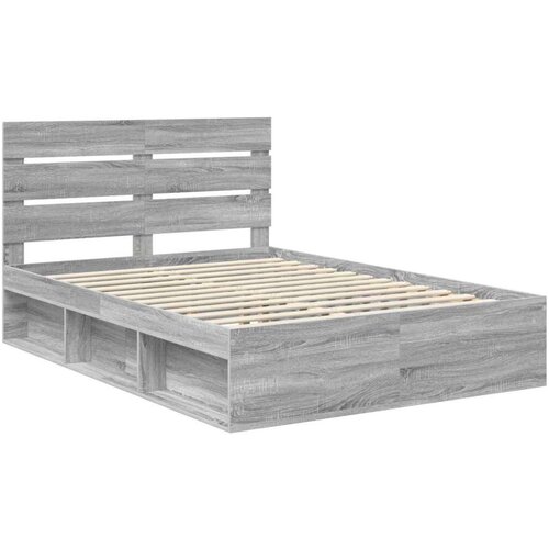  Okvir za krevet s uzglavljem Siva Sonoma 150 x 200 cm Slike