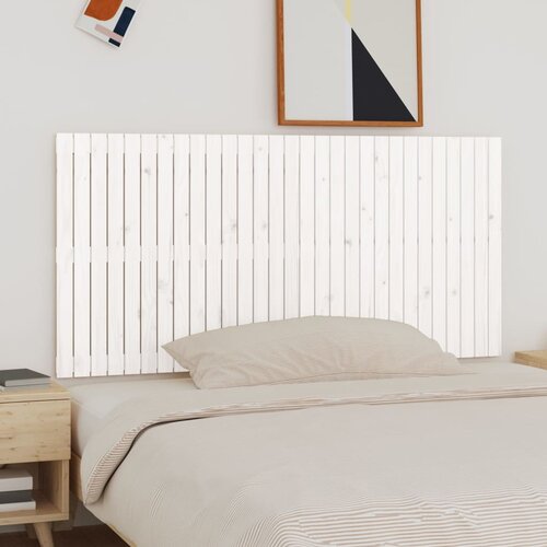 VidaXL Stensko posteljno vzglavje belo 185x3x90 cm trdna borovina Slike