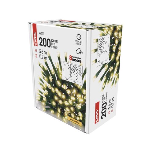 Emos LED božične ledene sveče, 3,6 m, zunanje in notranje, topla bela, programi D4CW01 Slike