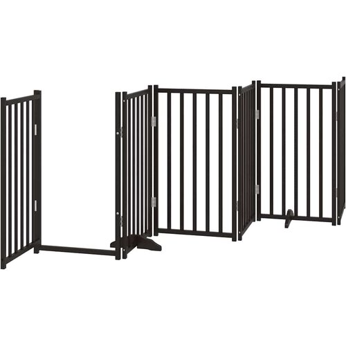  Vrata za pse s vrata&amp;scaron;cima 9 panela sklopiva 450 cm drvo topole Crna 50 x 90 x 2 cm Slike