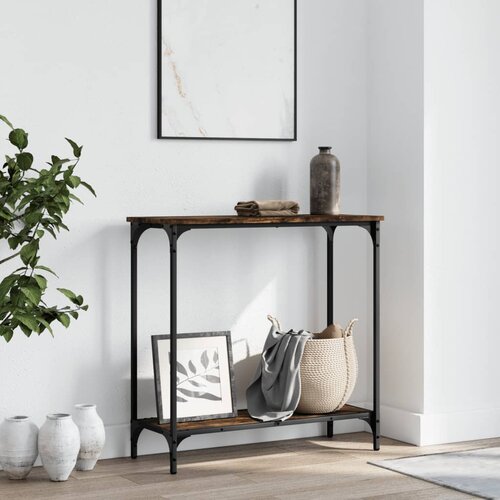 The Living Store Konzolna mizica dimljen hrast 75x30,5x75 cm inženirski les - Konzolna Mizica, (21661022) Cene