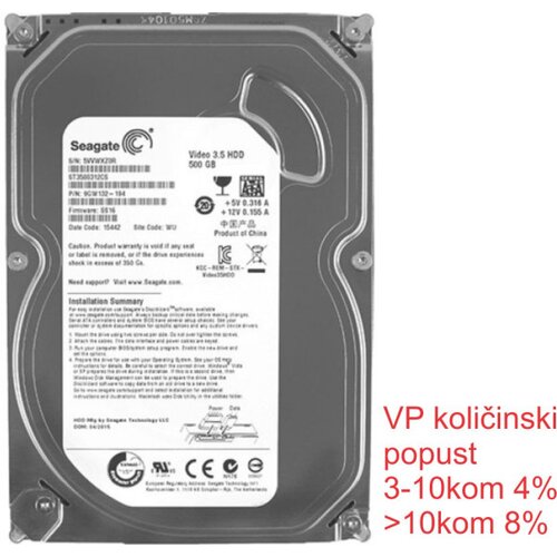 Seagate HDD 3.5 ** 500GB ST3500312CS 5900RPM 8MB SLIM SATA Cene