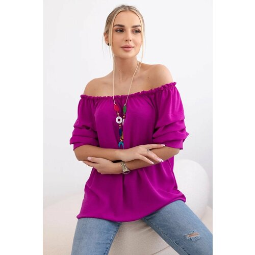 Kesi Spanish blouse with decorative sleeves dark purple Cene