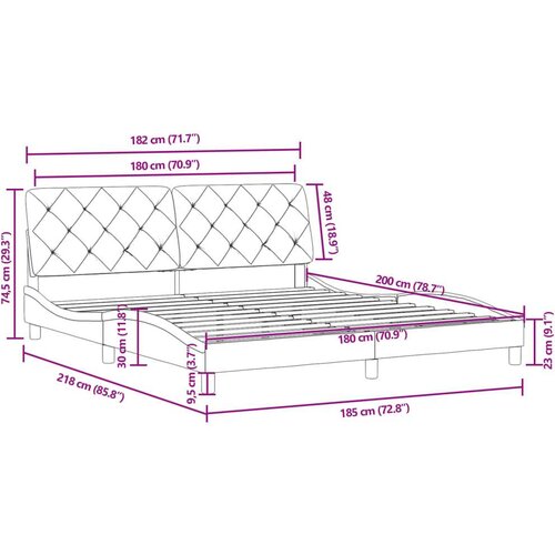 vidaXL Posteljni okvir z vzglavjem moder 180x200 cm žamet Cene