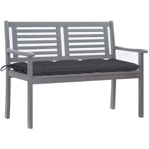 The Living Store Vrtna klop za 2 osebi z blazino 120 cm siv evkaliptusov les - Klop, (21473314) Cene