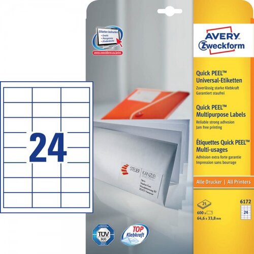 Avery Zweckform Univerzalne etikete 64,6 x 33,8 mm - 25/1 Slike