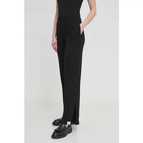 Calvin Klein Jeans Hlače ženski, črna barva