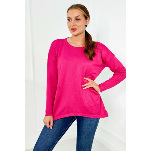 Kesi Sweater with fuchsia-coloured front pockets Slike