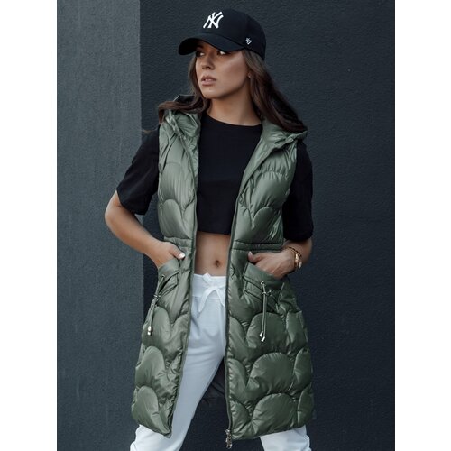 DStreet Women&amp;#039;s quilted vest with hood long CHARMVEST green Slike