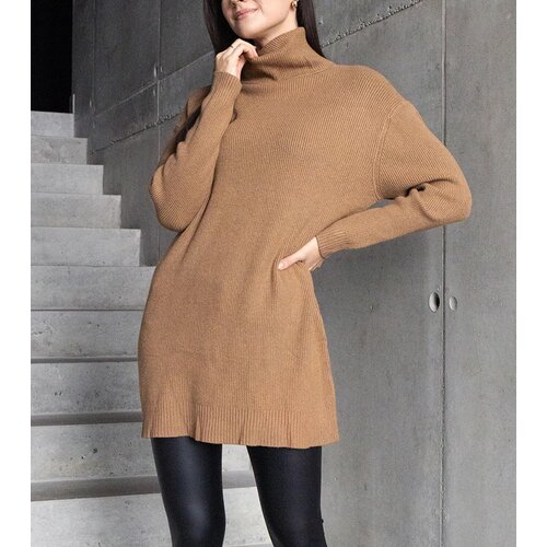 Gemre Long Brown Soft Turtleneck Sweater Kali Cene