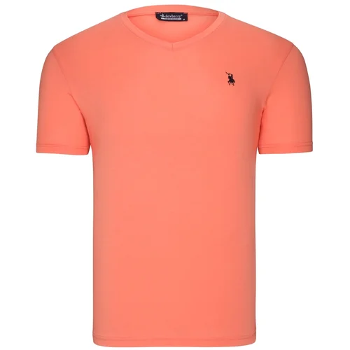 Dewberry T8568 V COLLAR MEN'S T-SHIRT-ON ORANGE