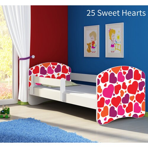  Otroška postelja ACMA z motivom, stranska bela 160x80 cm 25 Sweet hearts Cene