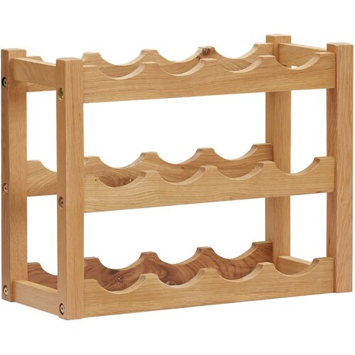 VidaXL Stojalo za vino za 12 steklenic 47x21x36 cm trdna hrastovina Slike