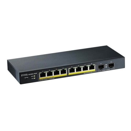 Zyxel GS1900-10HP v2 8-portni GbE L2 PoE Smart switch (omrežni preklopnik) z 2 SFP režama, 802.3at, namizna brezventilatorska izvedba, 70 W Cene